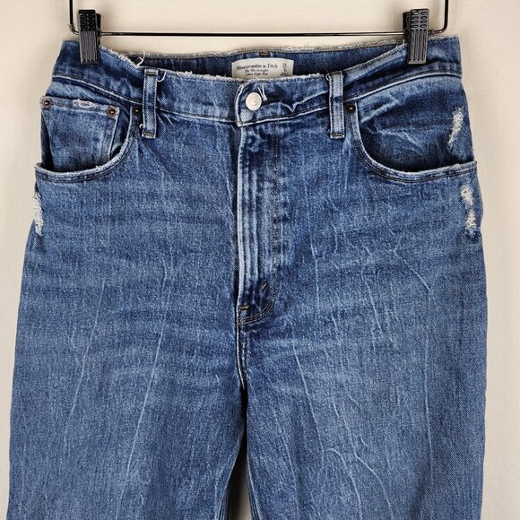 Abercrombie & Fitch The '90s Straight Ultra High Rise Ripped Jeans sz 28/6R - Picture 3 of 11